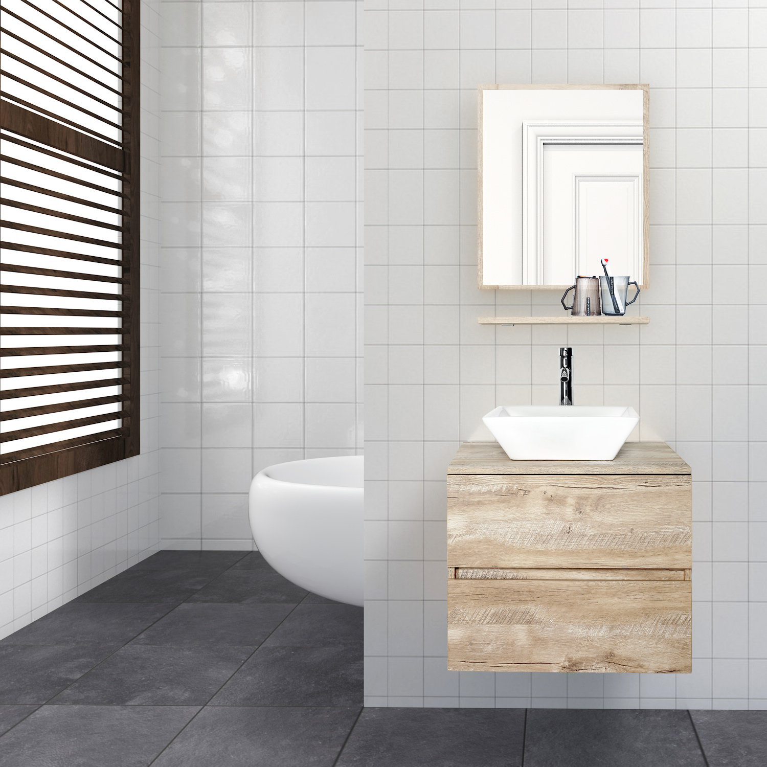 Millwood Pines Leeroy 24" Narrow Depth Wall-Mounted Single Bathroom ...